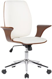 Sedia da ufficio Burbank con schienale Noce/bianco,Finta pelle