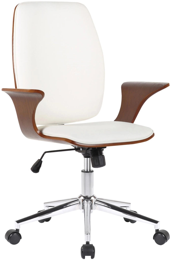 Sedia da ufficio Burbank con schienale Noce/bianco,Finta pelle