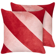Set di cuscini decorativi in velluto rosso e rosa in cotone 45 x 45 cm a righe sfoderabili Quadrato Accessori decorativi moderni