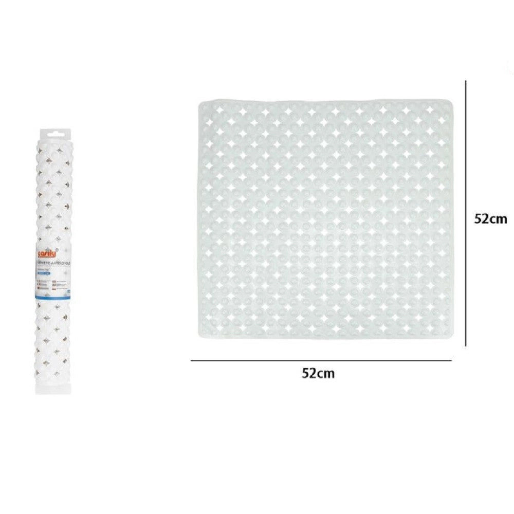 Trade Shop - Tappeto Tappetino Bianco Antiscivolo Per Vasca Da Bagno Doccia 52 X 52 Cm 79756 -