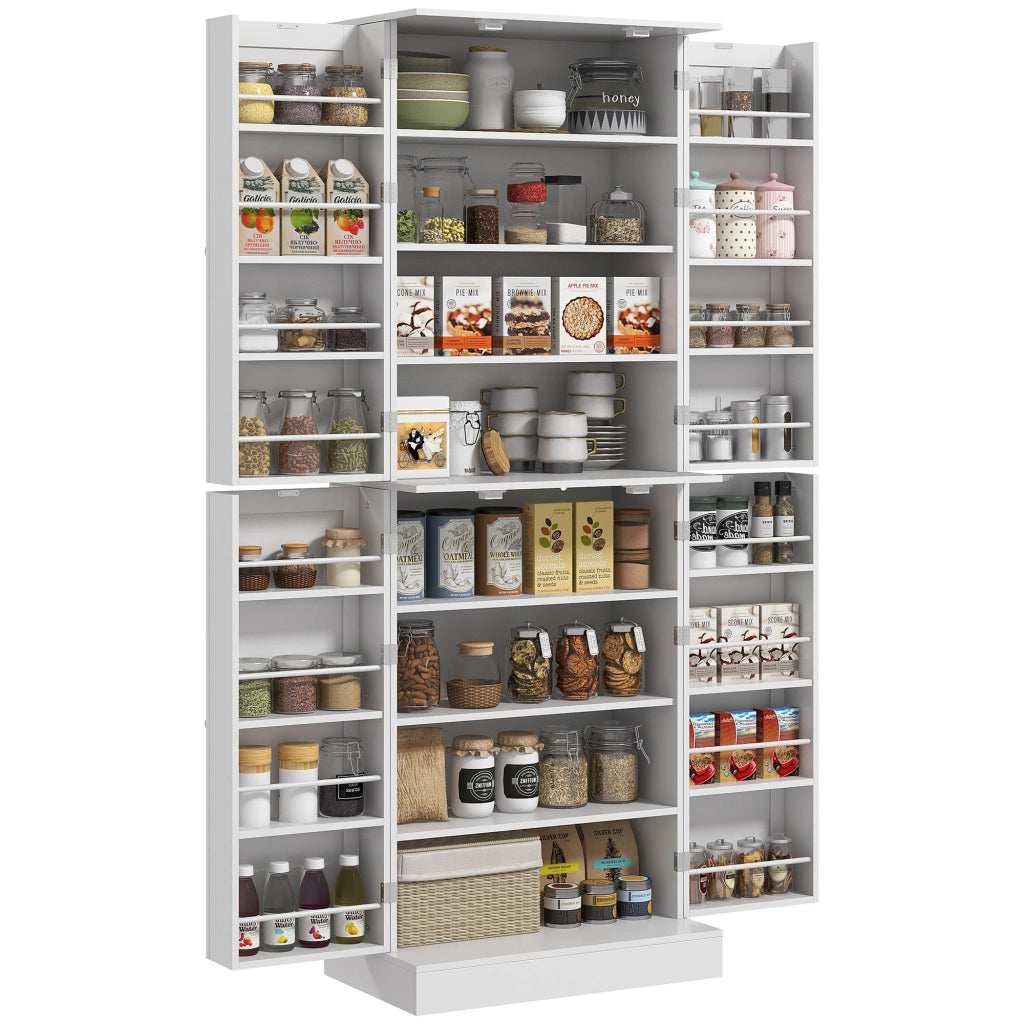 Armadio da cucina con ante, ripiani regolabili e porta spezie ¨C zephmum ¨C bianco 60x35x166 cm