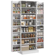 Armadio da cucina con ante, ripiani regolabili e porta spezie ¨C zephmum ¨C bianco 60x35x166 cm