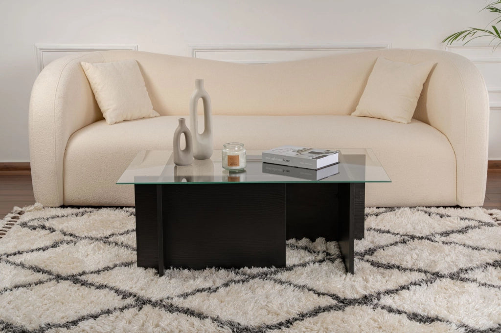 Tavolino in vetro "Vetrino" 105 x 65 x 40 cm - Legno nero