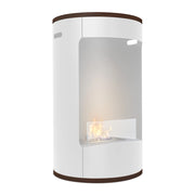 Ottaviano - Camino a bioetanolo da terra freestanding con doppio ripiano in legno melaminico, ø 40xH67,5 cm colore bianco
