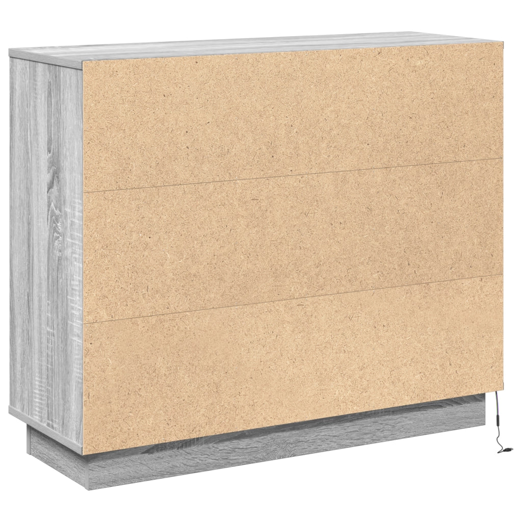 Mobile da soggiorno con LED Grigio Sonoma 90x32x75 cm in legno ingegnerizzato
