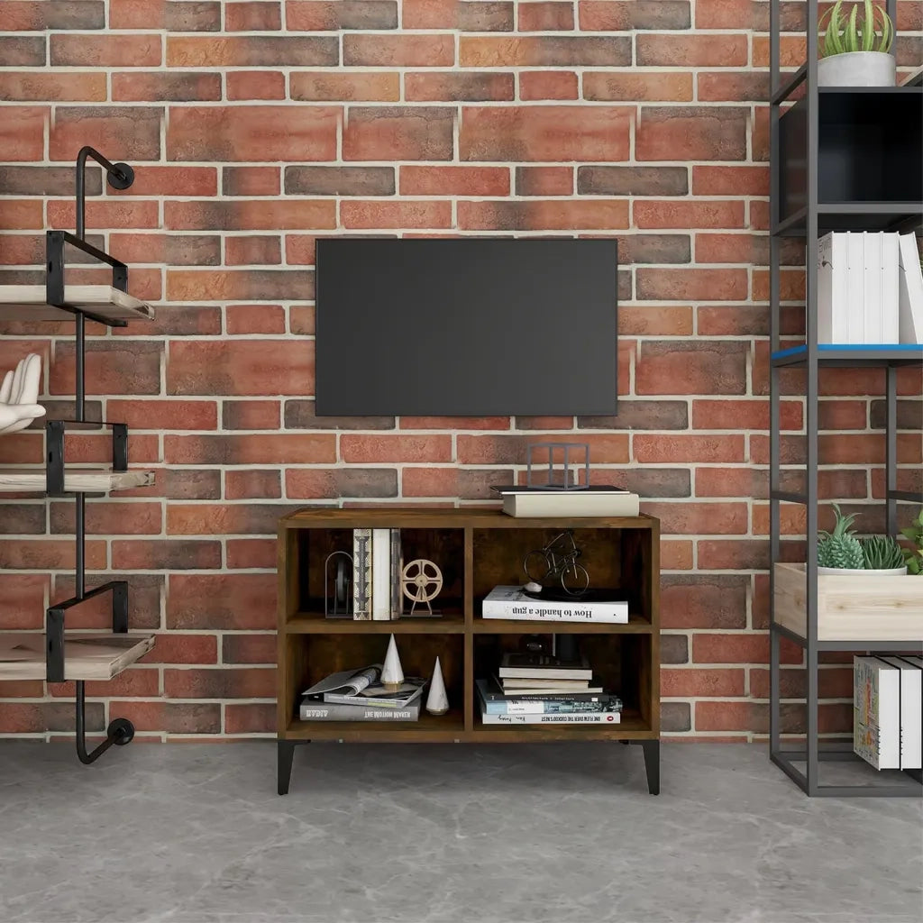 Mobile TV con Gambe in Metallo Rovere Fumo 69,5x30x50 cm 813149