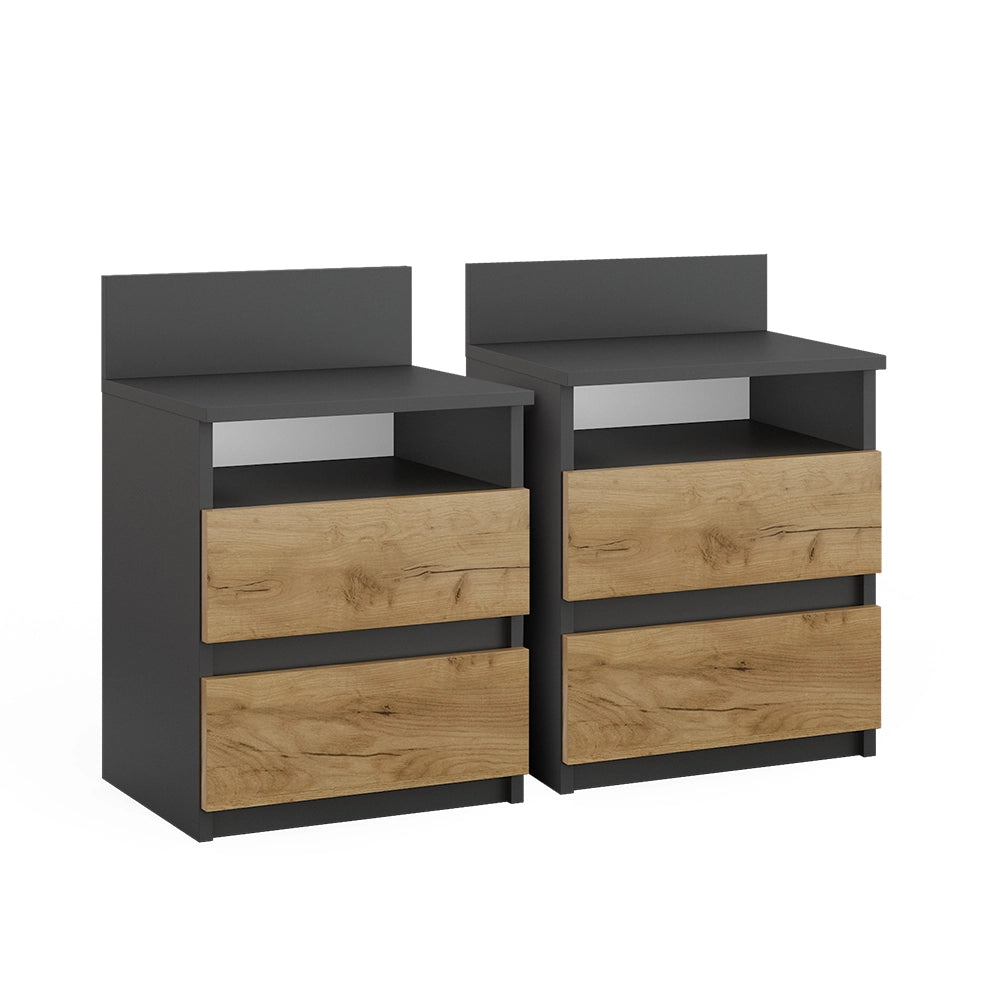 Vicco Comodino camera da letto Antracite/quercia dorata Set di 2
