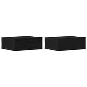 Set di 2 Comodini | Armadio da Notte | Mobiletto da notte sospesi Rovere Nero 40x32x15 cm Legno ingegnerizzato