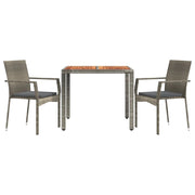 Set da pranzo da giardino 3 pezzi mobili da esterno con cuscini grigi 02_0013589