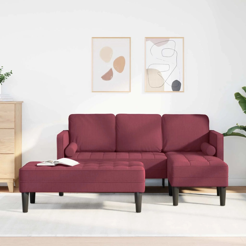 Set di divani con cuscino 2 pcs Rosso Vino Poliestere 3329255