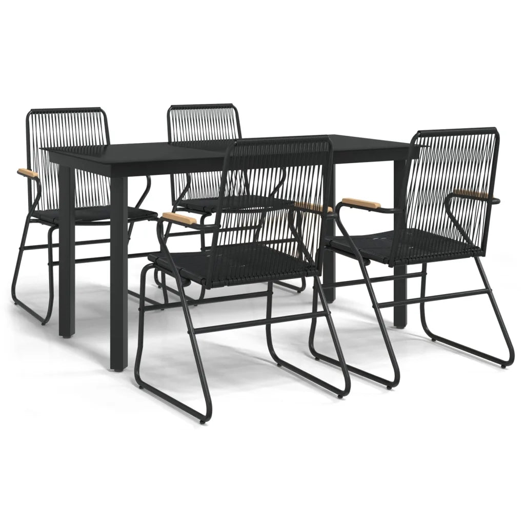 Set da Pranzo da Giardino 5 pz Nero in Rattan PVC 3099211