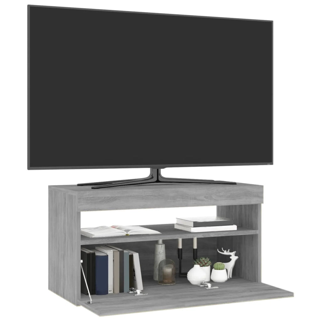 Mobile Porta TV con Luci LED Grigio Sonoma 75x35x40 cm 815125