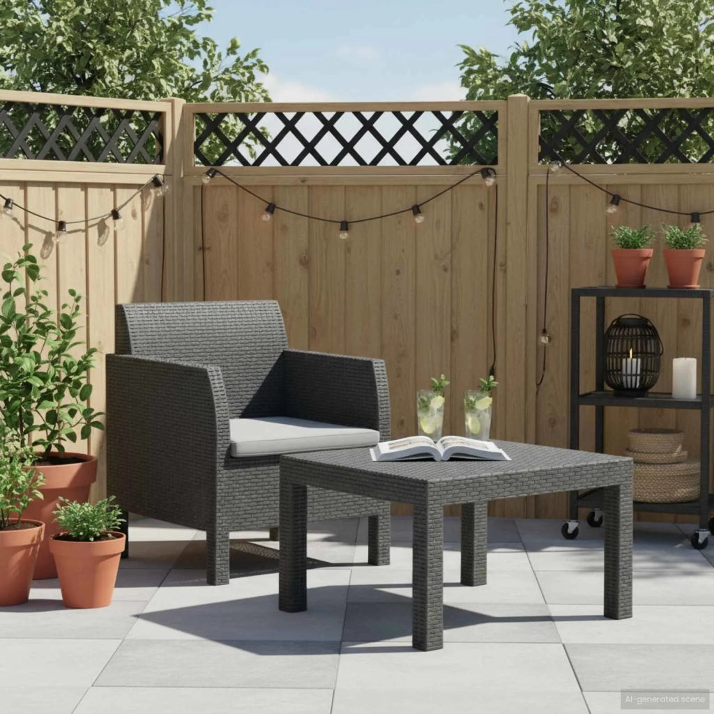 Set Divano da Giardino 2 pz con Cuscino in Rattan PP Antracite 315641