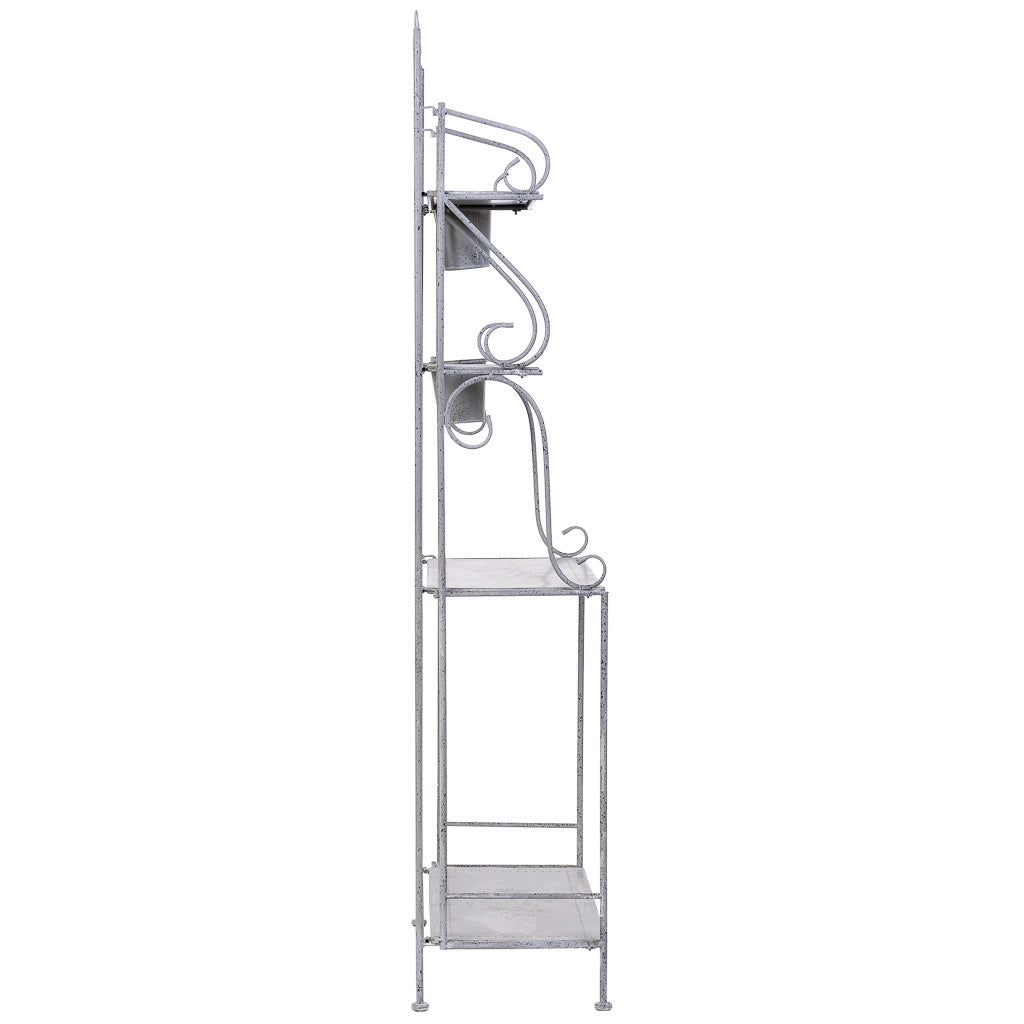 Espositore in metallo con 4 ripiani grigio 77,47x36,2x179,71h cm