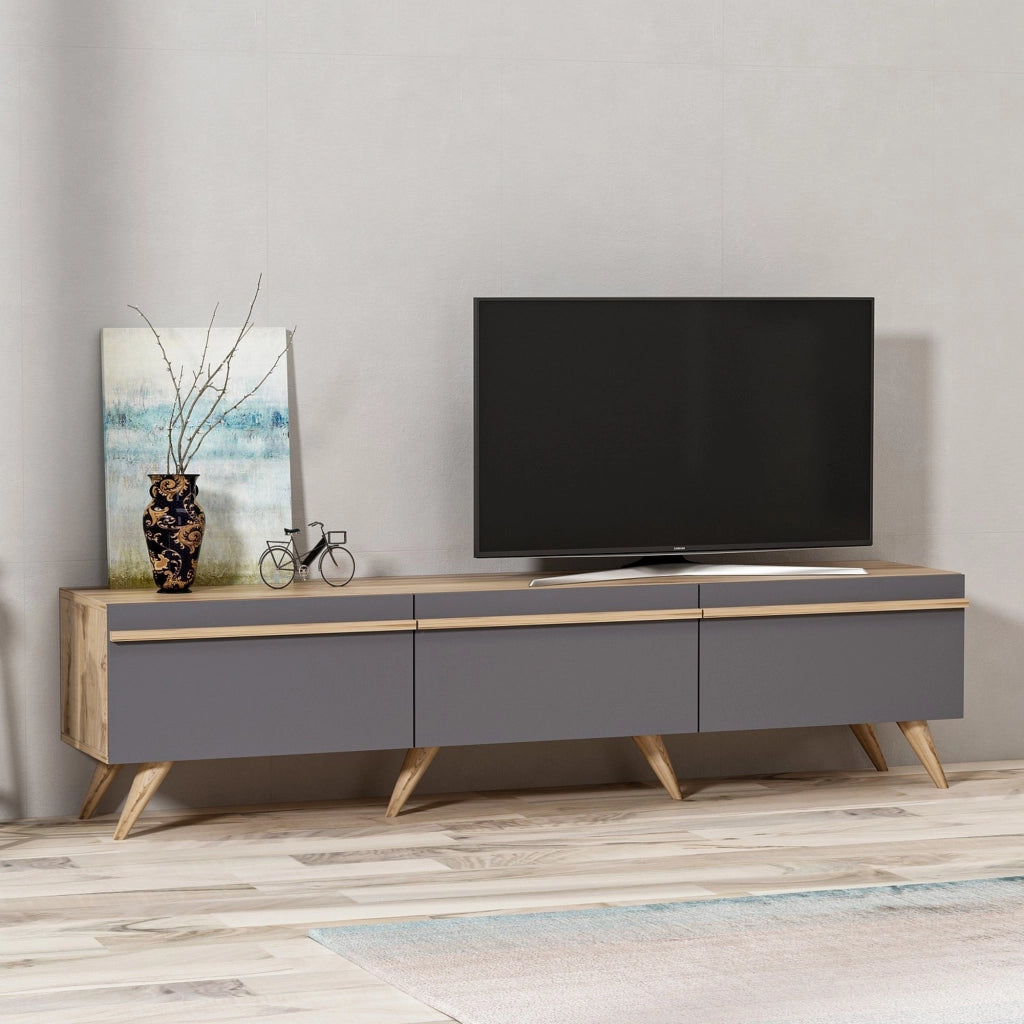 Cortaccia, Mobile Porta tv 3 Ante, 180x35x42h cm Nero Antracite