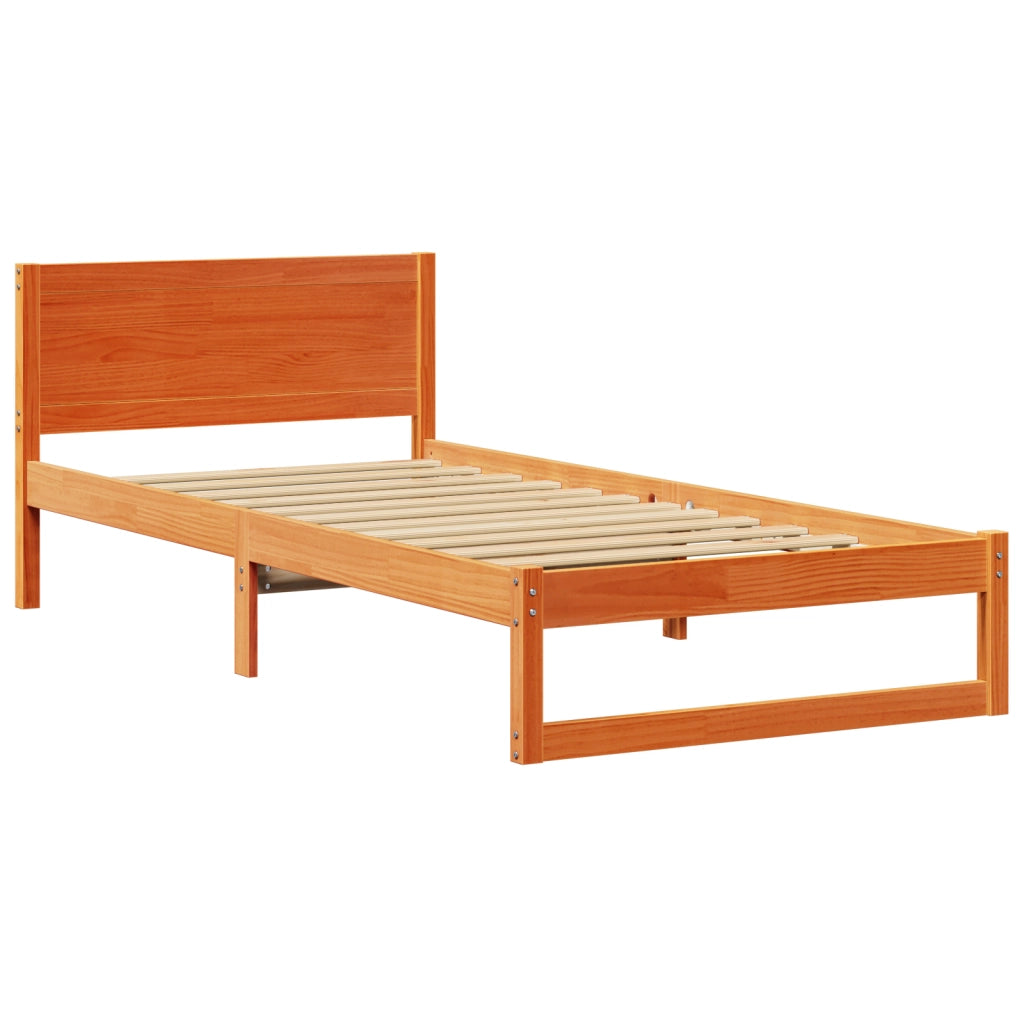 Struttura Letto Marrone Lucido Legno Massello 100 x 200 cm