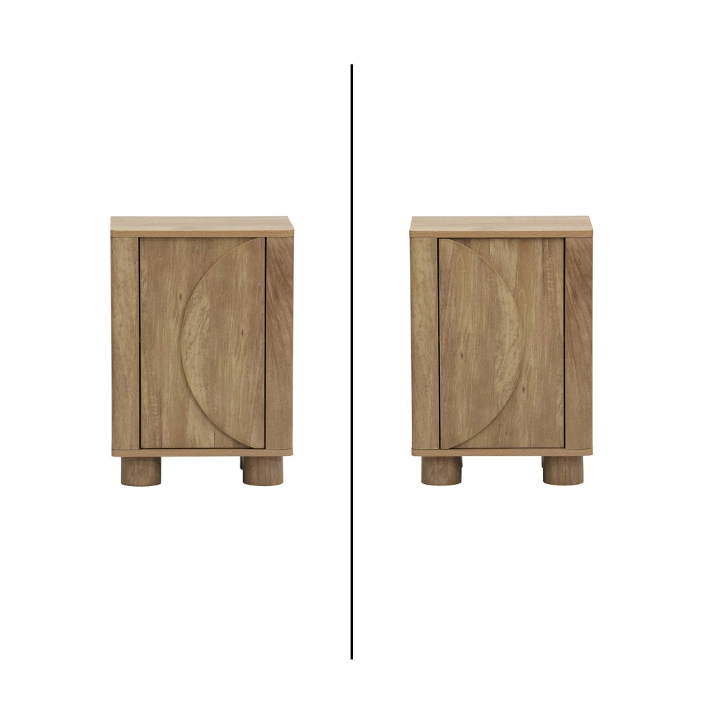 Set 2 comodini effetto legno di mango 1 anta reversibile, effetto