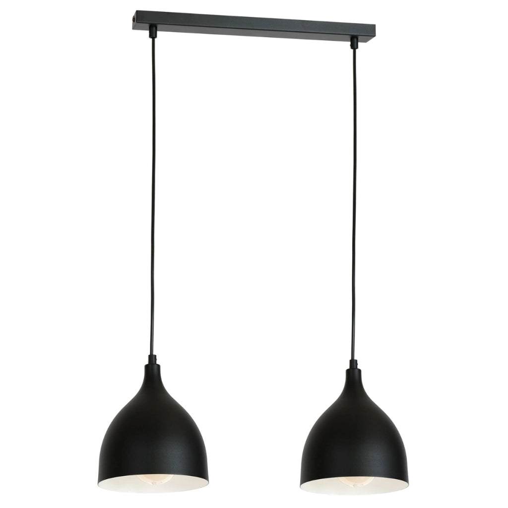 Lampada sospesa nera 2 luci 52cm Noak Classic 2xE27 15W Luminex