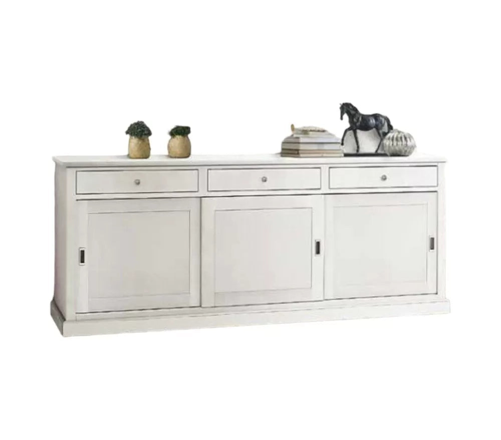 Madia credenza legno 3 ante scorrevoli bianco 200x50 x90 (719) - Mobili 2G