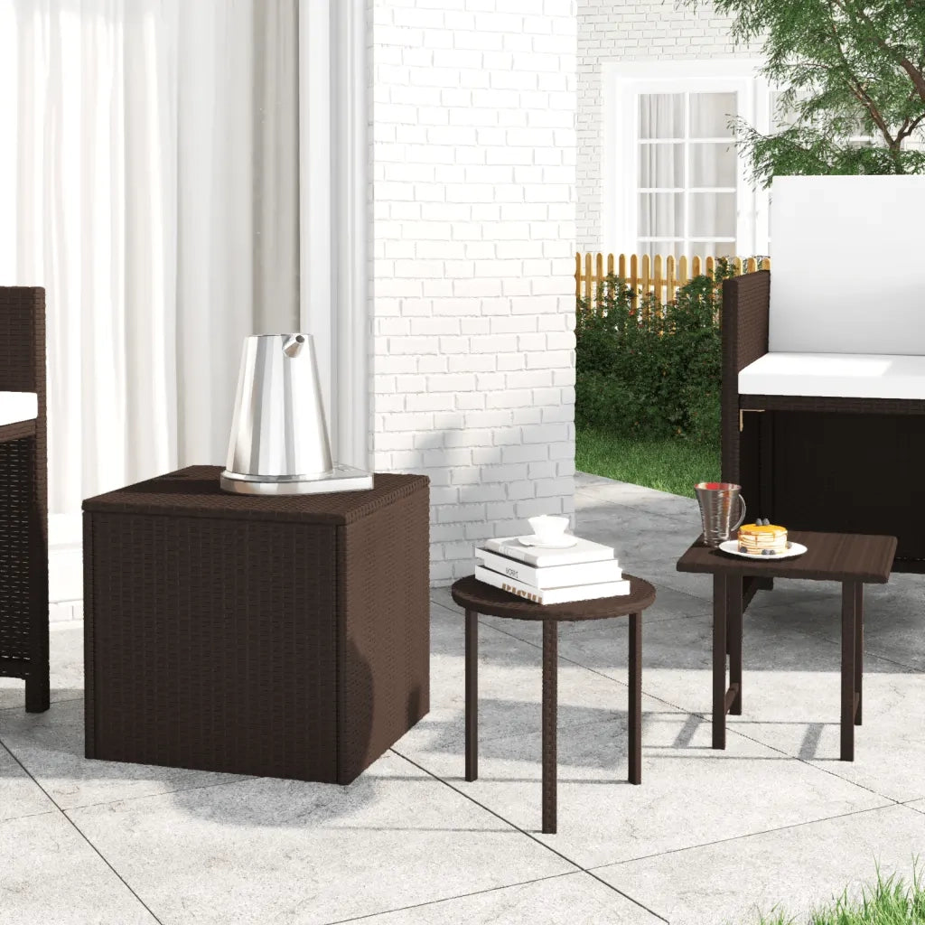 Tavolini da Giardino 3 pz | Tavolino da esterno Marroni in Polyrattan