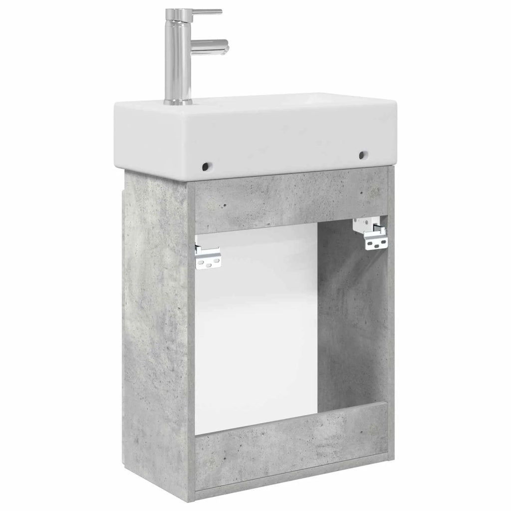 Mobile bagno con rubinetto Grigio Cemento 45,5 x 22,5 x 84 cm 889454