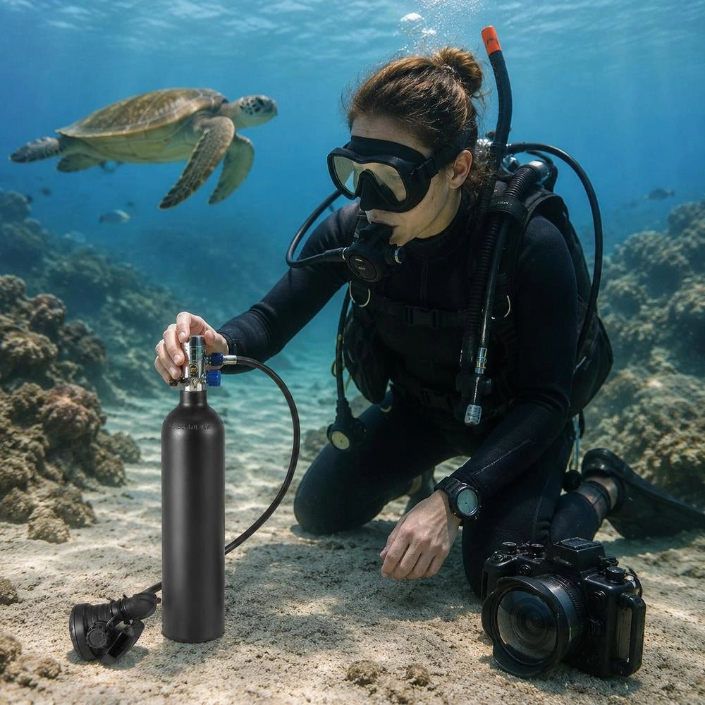 Diving Cylinder, Diving Tank, Oxygen Cylinder For Diving, Supports 5-10 Minutes Of Underwater Breathing, 30 M Diving Depth, Refillable Snorkel Air Tank With Pump For Underwater Exploration