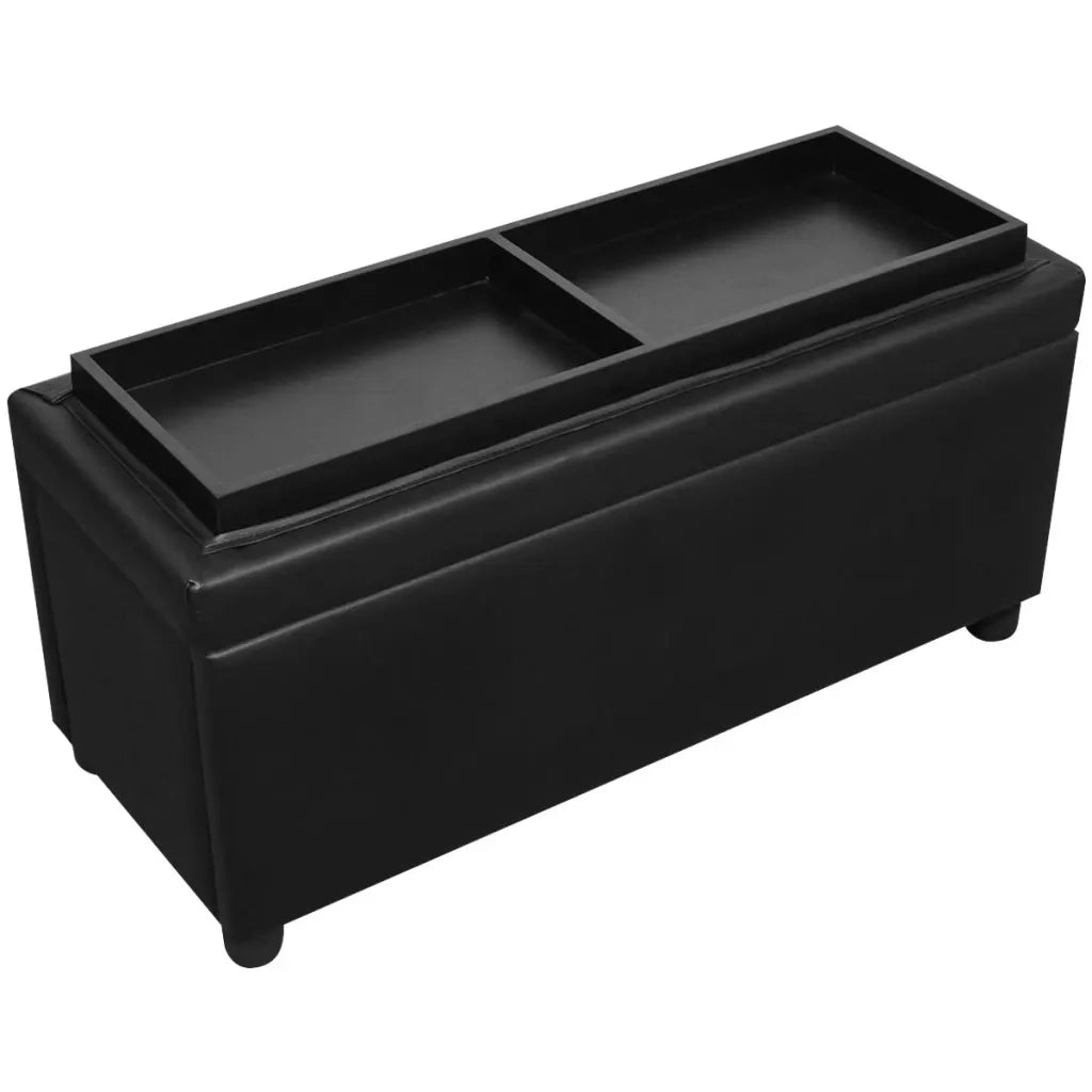 Sgabello con Contenitore in Pelle Artificiale Nero 242407