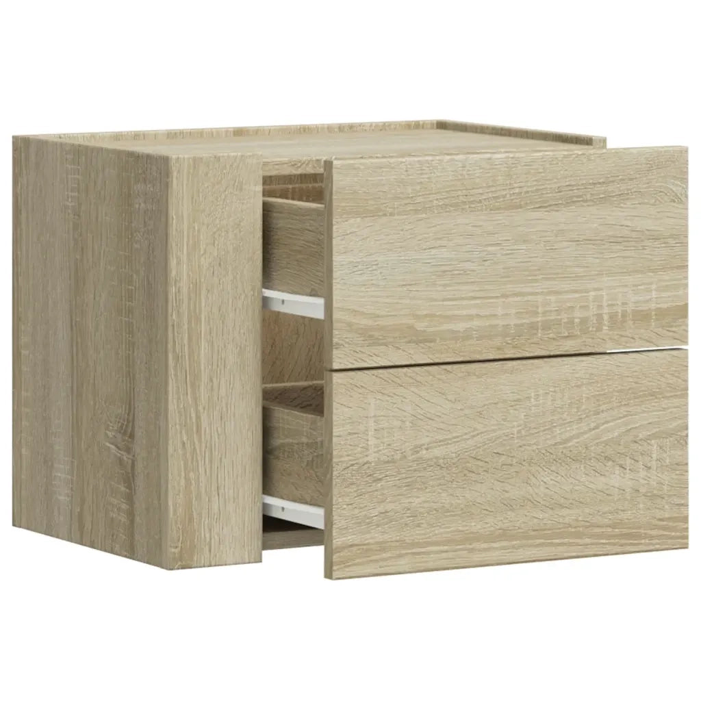 Comodino a Muro-Tavolino da notte sospeso Rovere Sonoma 45x30x35 cm 241772