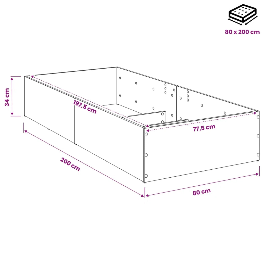 Giroletto per rete letto regolabile Bianco 80 x 200 cm 8021815