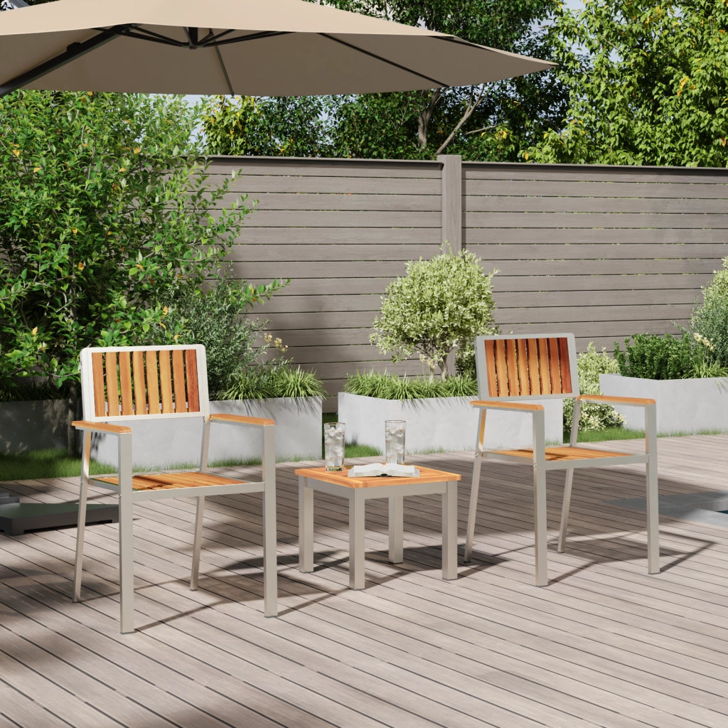 Set Pranzo Giardino  3 Pezzi Legno Massello di Acacia
