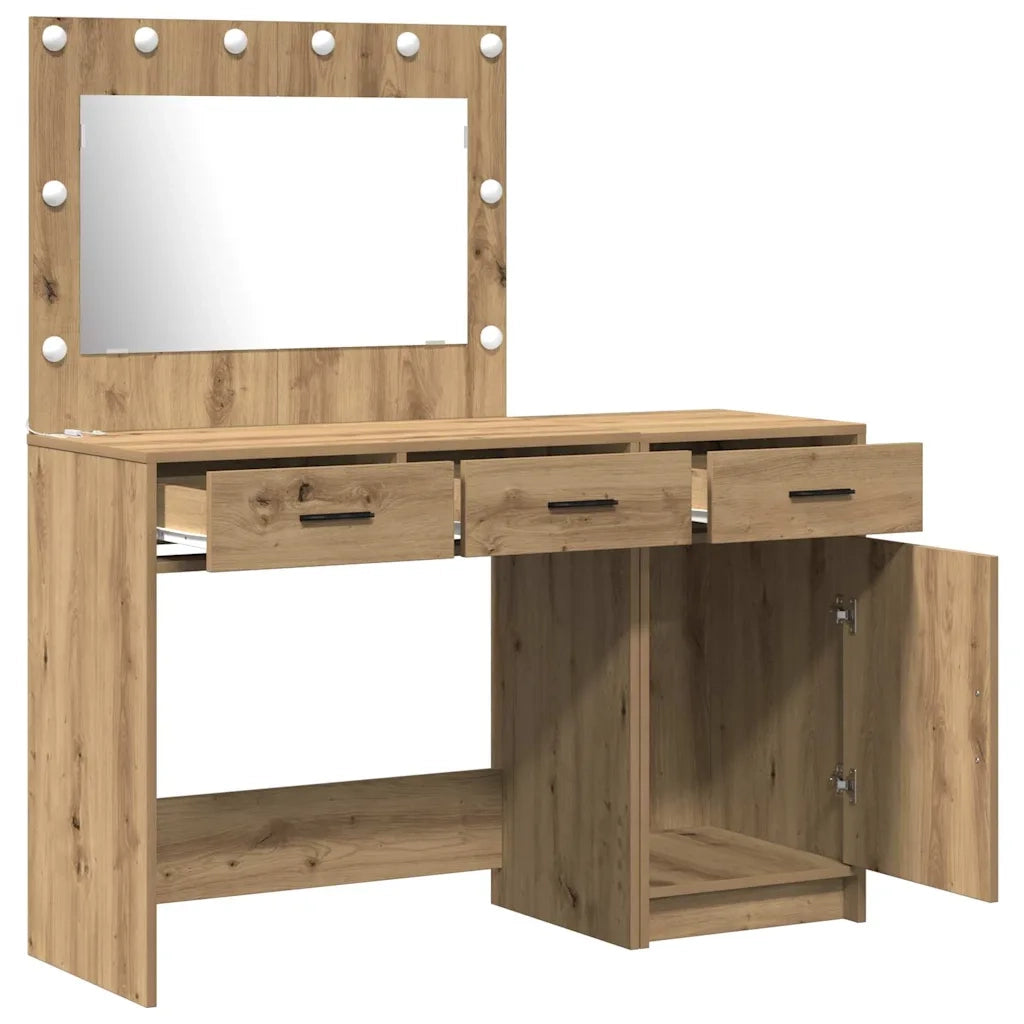 Toeletta | Tavolo da Trucco con cassetto 2 pz Marrone Legno multistrato