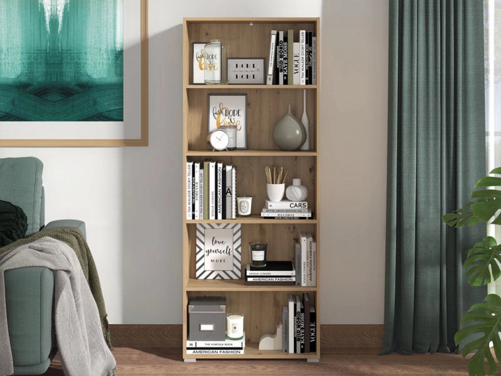 Biblioteca Urgnano, Libreria 4 Ripiani, 70x24.5x176.5h cm Marrone Rovere Nodi