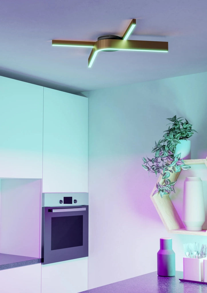 Plafoniera Moderna Folcino-Z Alluminio Nero 2 Luci Led 18W 3720Lm Ip20