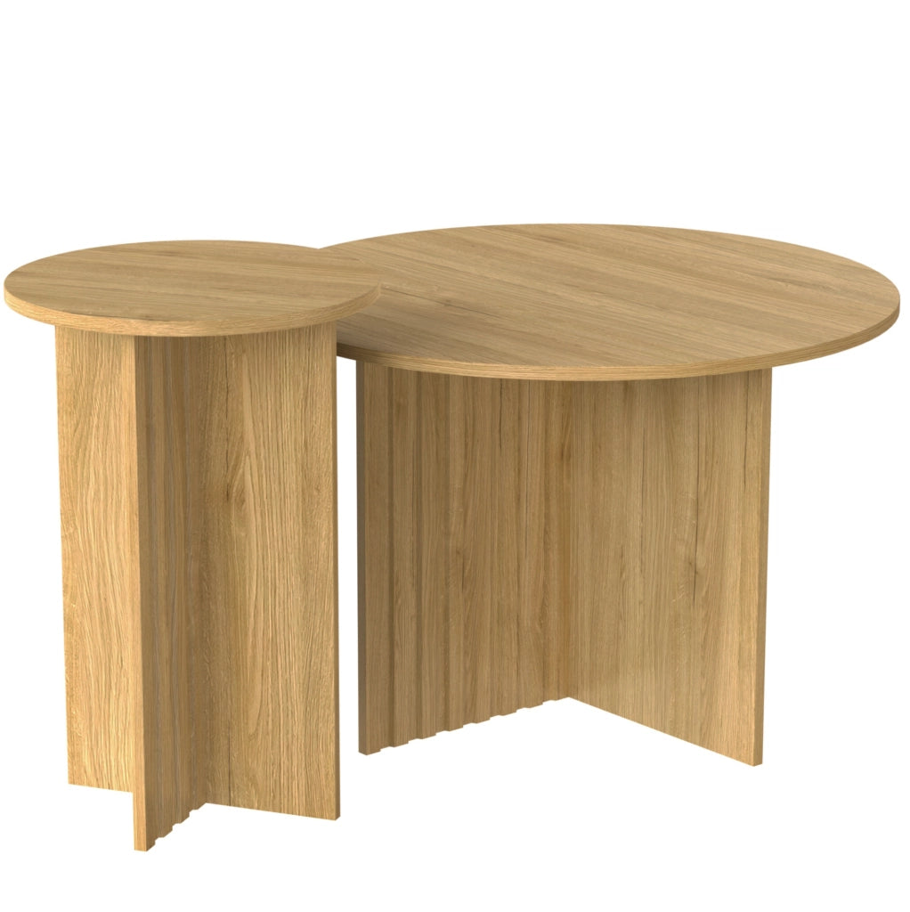 Set di 2 tavolini nesting rotondi in MDF e truciolare; colore naturale; ? 76 e 40 cm