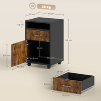 Mobiletto Ufficio con Cassetto e Ruote 40x35x60 cm in Legno Marrone
