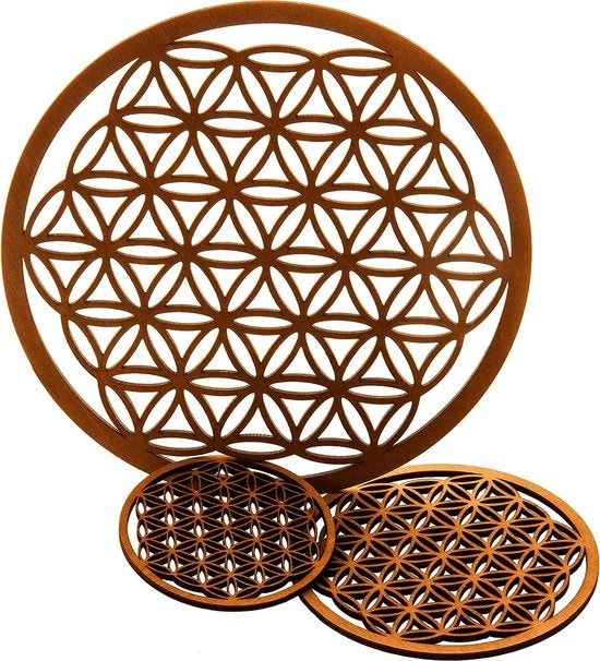 Set di fiori di legno di alta qualità in 3 pezzi (7cm, 10cm, 17cm)