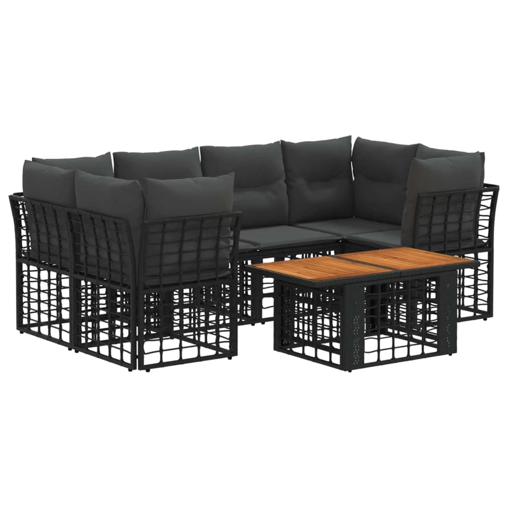 Set Divano da Giardino 7 pz Nero e Grigio scuro polyrattan 3437835