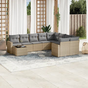Set Divano da Giardino 10 pz con Cuscini Beige in Polyrattan 3251796