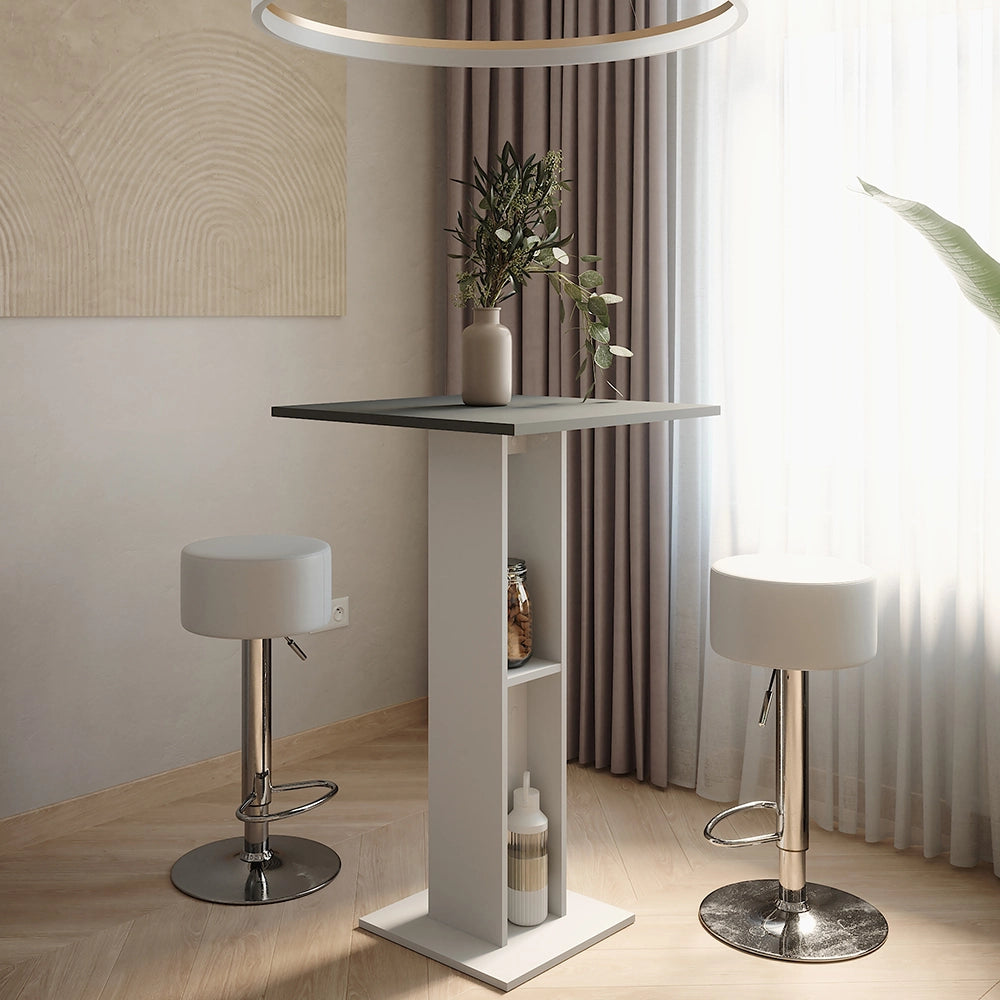 Vicco Set di tavoli da bar Bianco/antracite 65 x 65 cm con 2 sgabelli da bar