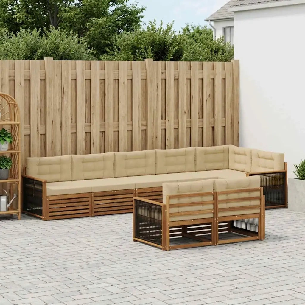 Set di divani da esterno 8 pz Naturale e Beige 3383506