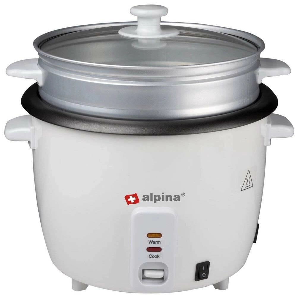 Cuociriso Elettrico 700W Risottiera con Vassoio Cottura Vapore Alpina 1,8 Lt
