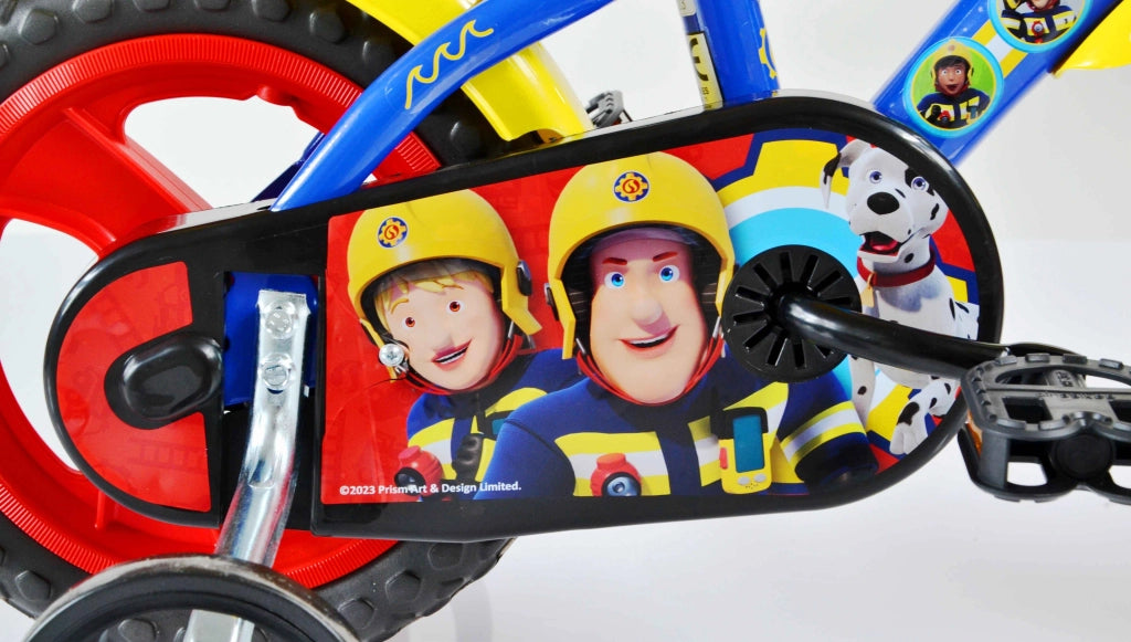 SAM IL POMPIERE 12", bicicletta per bambini, adatta a bambini tra i 4 e i 6 anni, per altezza tra 100 e 120 cm, con borr