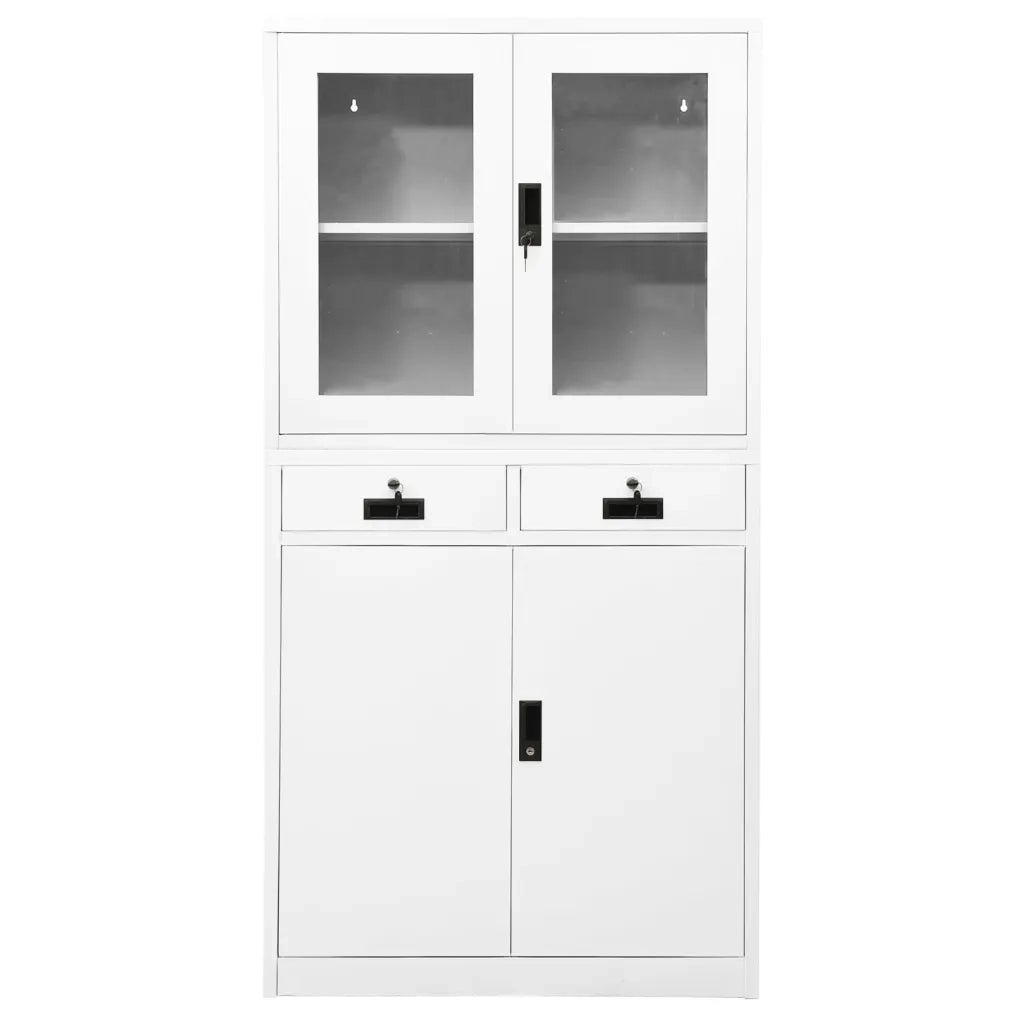 Armadio per Ufficio Bianco 90x40x180 cm in Acciaio e Vetro cod mxl 39418