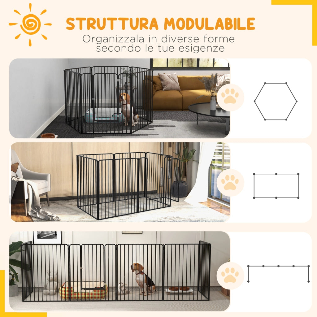 Recinto per Cani ¨C zephmum ¨C Nero Acciaio 164x83x100 cm