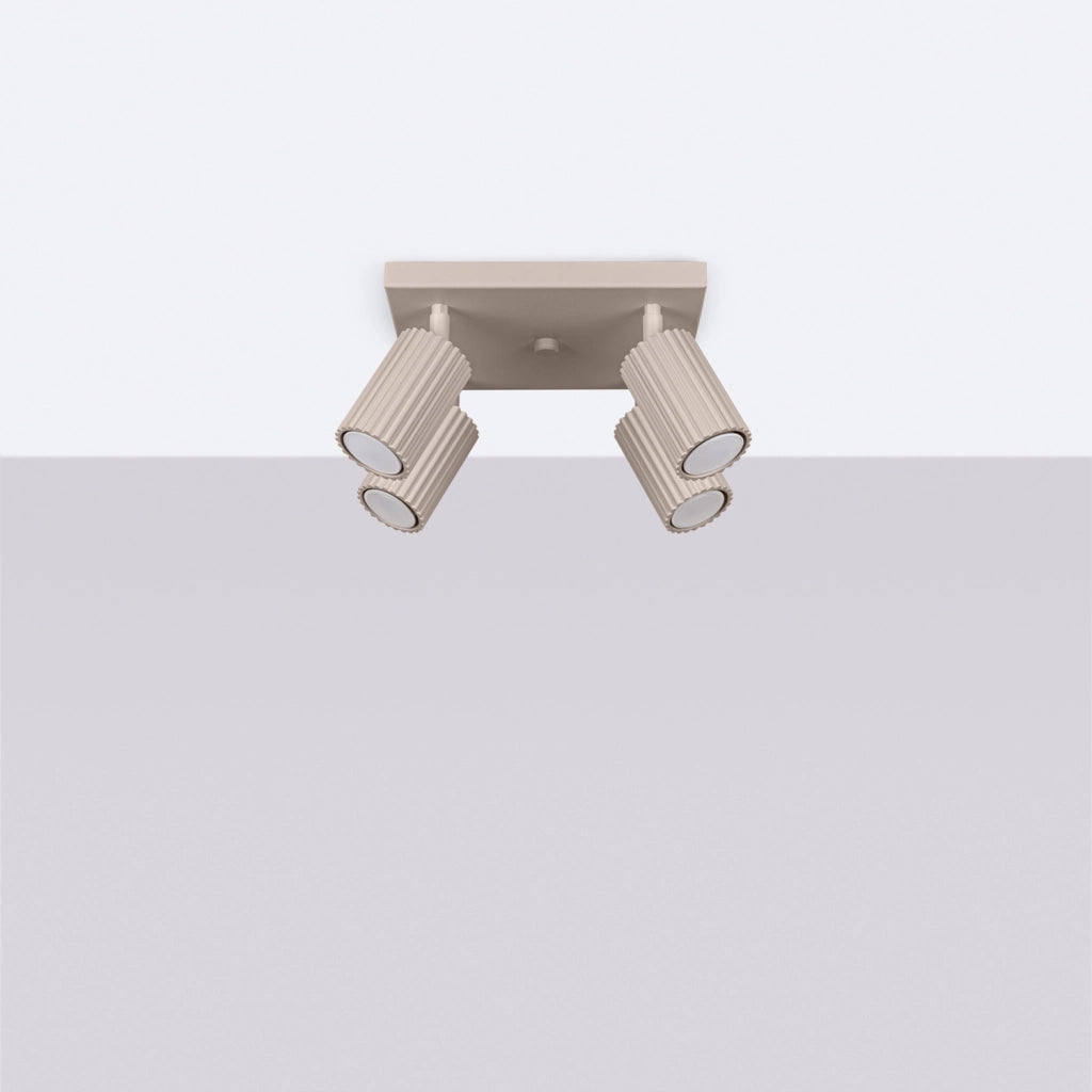 Plafoniera taupe quadrata 25cm 4 spot GU10 Gravio Pure Lume