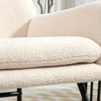 Poltrona a Dondolo, Poltrona a Dondolo con Sedile Spesso 10 cm, Piedi Curvi in Acciaio, Beige e Nero