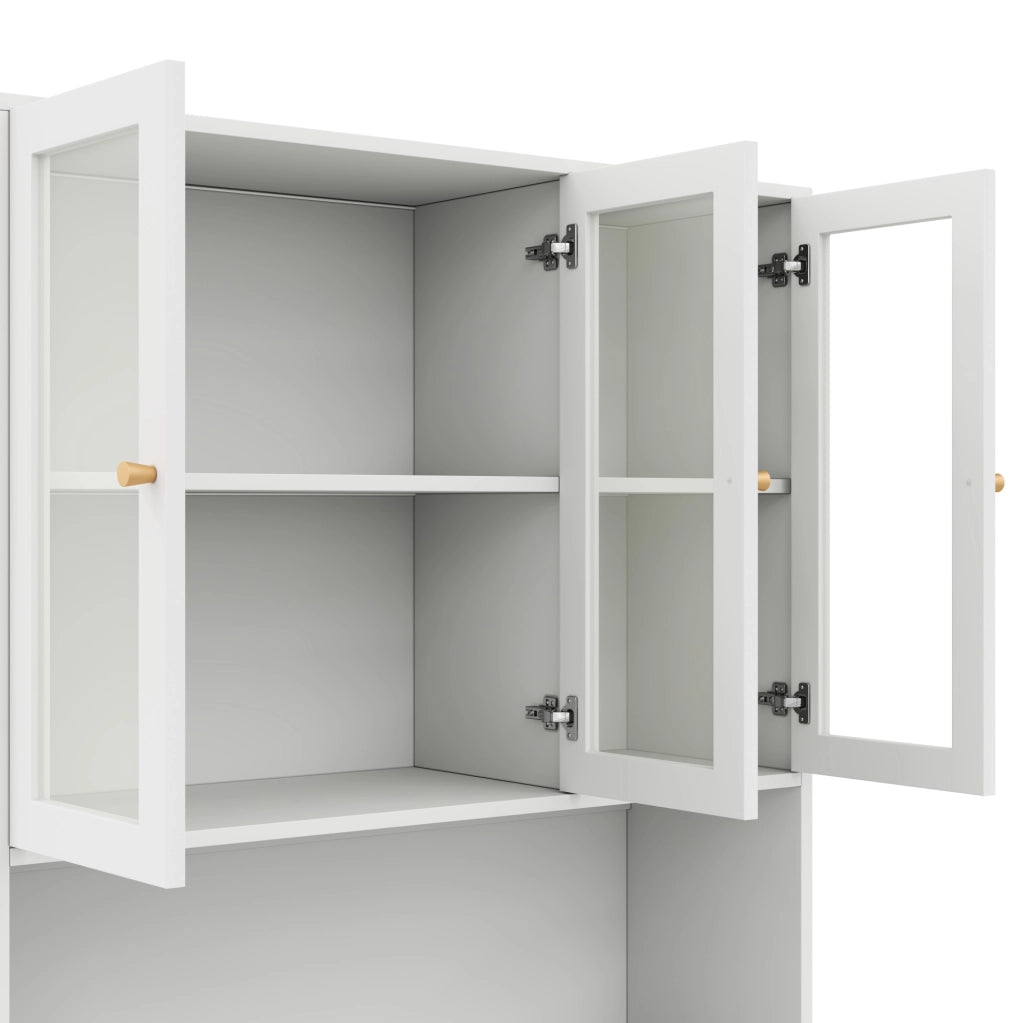 Libreria alta con vetrina in vetro e LED 100x35x200 cm; bianco; in MDF