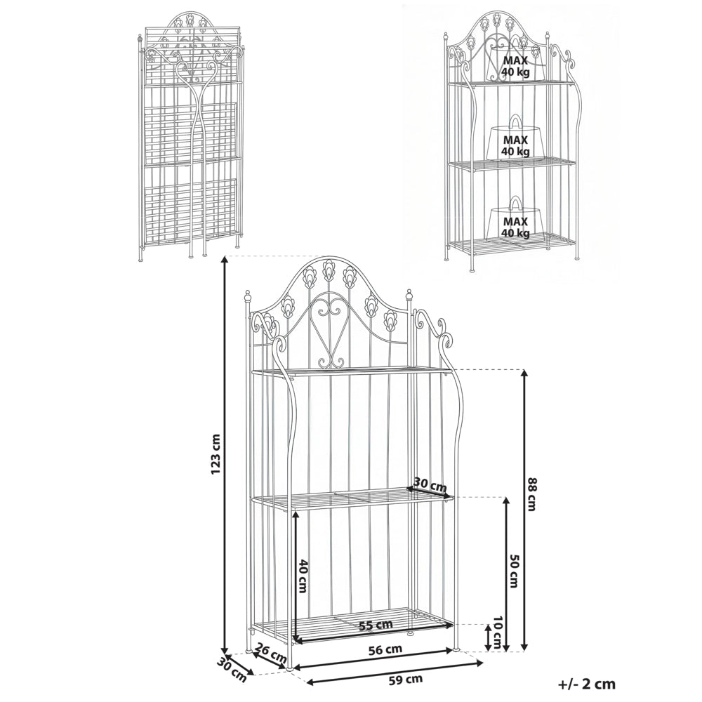 Scaffale per piante in metallo grigio 4 ripiani da giardino autoportante per esterni da esterno per interni da bagno