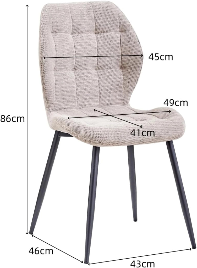 GrandCA HOME Set di 8 Sedie da Pranzo, Sedie in Tessuto, Sedie da Cucina in Stile Nordico, Gambe in Metallo, Design a 20 Griglie — Kaki
