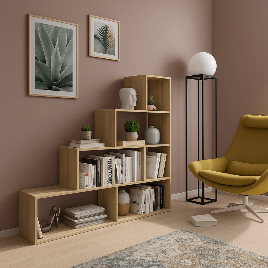 Biblioteca Serole, Libreria 3 Ripiani, 145x28x143h cm Marrone Rovere